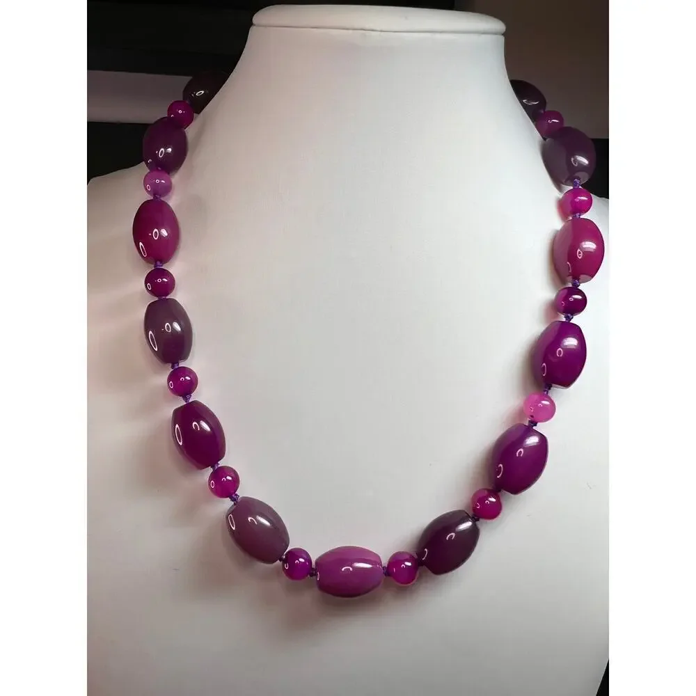 NEW purple agate 18 inch necklace with sterling silver clasp
